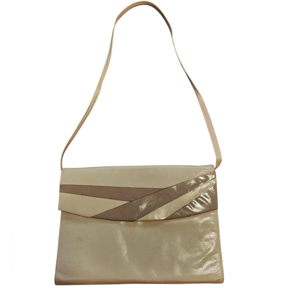 NINA cream clutch with crossbody strap